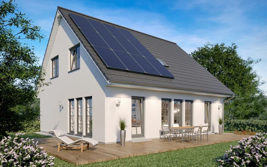 Ansicht_SH_158_Var.A_2022_PV - Haus kaufen in Wiedemar - Große Wohnfläche trifft großes Grundstück! ScanHaus plant Ihr Traumhaus