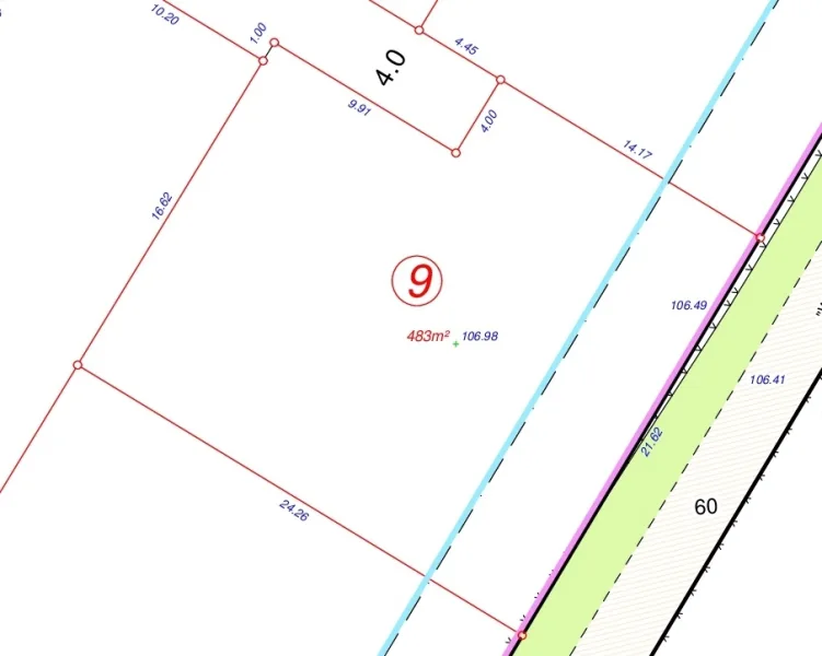 Grundstück Planauschnitt Teifläche 9