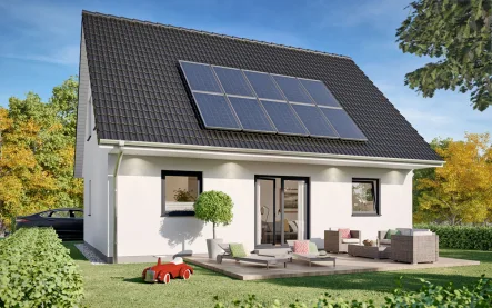 Ansicht_Garten_SH122_Var.C1 - Haus kaufen in Wiedemar - Ihr Eigenheim für nur 1.355,54 €* im Monat – ScanHaus bringt Sie ins Traumhaus!