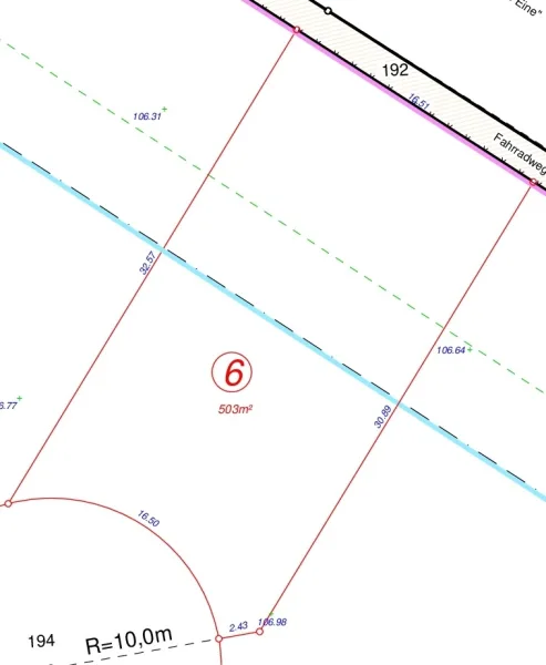 Grundstück Planauschnitt Teifläche 6