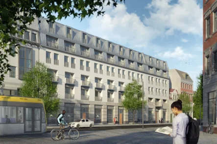 BORBICO Hausansicht - Wohnung mieten in Leipzig - Wohnen mit Weitblick I modernes 1-Raum-Apartment mit EBK
