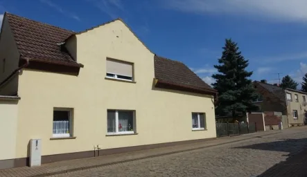 Straßenansicht rechts - Haus kaufen in Gräfenhainichen - Gemütliches Wohnhaus mit Nebengelass in der Nähe vom Gröbener See