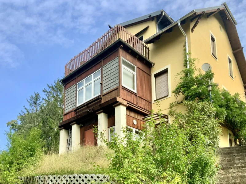 Ansicht von Süden - Haus kaufen in Dresden - Zweifamilienhaus mit tollem Blicküber die Stadt und das Elbtal