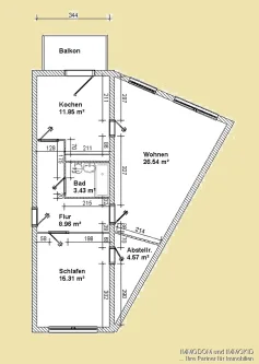 Grundriss EG 2-Raum - Wohnung mieten in Kirchberg - komfortable und helle 2-Raum-Wohnung im Erdgeschoss