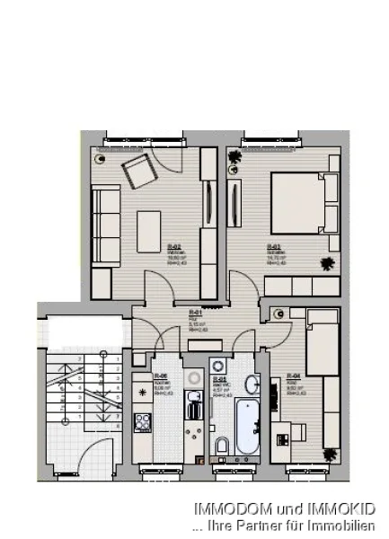 Grundriss EG rechts - Wohnung mieten in Kirchberg - +++ Kleine 3-Zi. EG- Wohnung in Borbergnähe zu vermieten +++