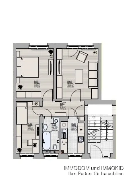 Grundriss - Wohnung mieten in Kirchberg - NEU sanierte 3-Raum-Wohnung mit neuer EINBAUKÜCHE vermieten