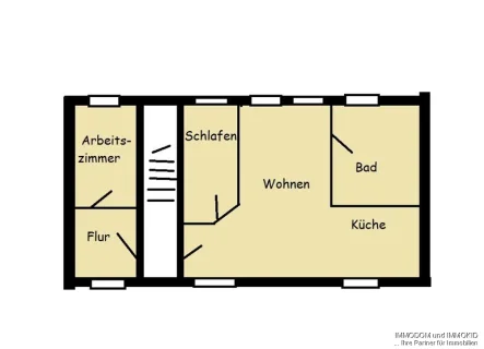 Grundriss - Wohnung mieten in Kirchberg - 2-Raum-Wohnung mit EINBAUKÜCHE in Kirchberg/Sa. zu vermieten!