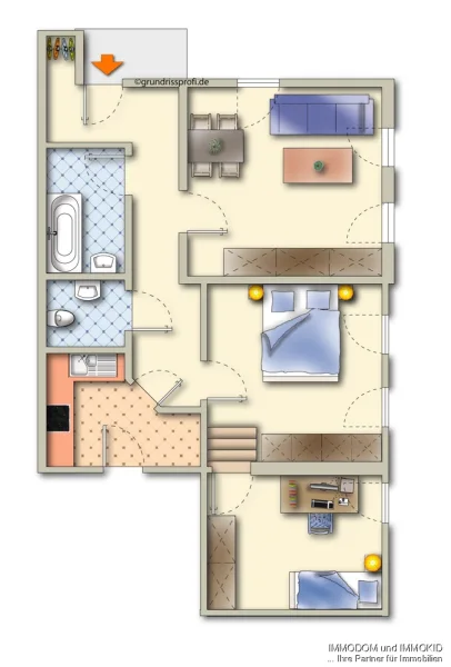 Grundriss - Wohnung mieten in Wilkau-Haßlau - 3 Zimmer Wohnung mit Einbauküche &  PKW Stellplatz in Wilkau-Haßlau zu vermieten!