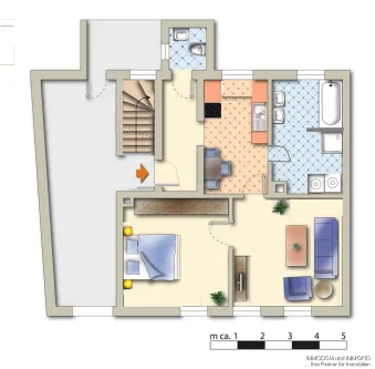 Grundriss EG - Wohnung mieten in Kirchberg - 2 Zimmer Wohnung im Erdgeschoss, Bad mit Dusche und Wanne,  zu vermieten!