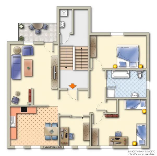 Grundriss EG - Wohnung mieten in Lichtentanne - *** Erstbezug *** 4-Raum-Wohnung mit Balkon und Fußbodenheizung