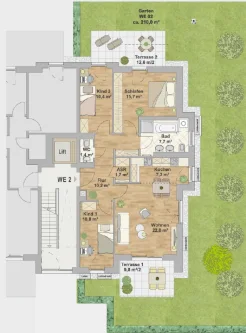 Grundriss - Wohnung mieten in Dresden - SCHÖNE 4-RAUM WOHNUNG MIT 2-TERRASSEN + GARTEN