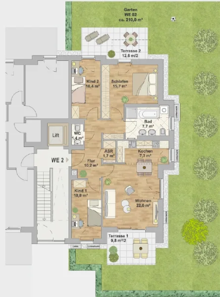 Grundriss - Wohnung mieten in Dresden - SCHÖNE 4-RAUM WOHNUNG MIT 2-TERRASSEN + GARTEN