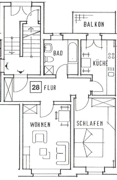 Grundriss - Wohnung kaufen in Dresden - GEPFLEGTE 2-RAUM WOHNUNG MIT BALKON