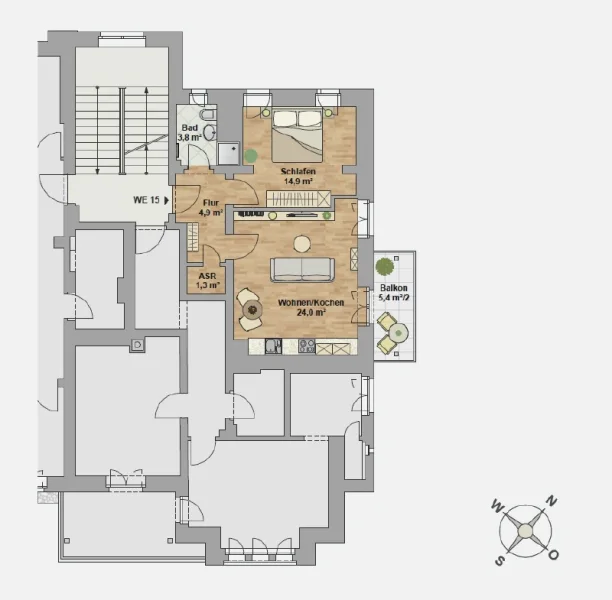 Grundriss - Wohnung mieten in Dresden - SCHÖNE 2-RAUM WOHNUNG IM 1. OG