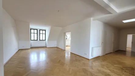 Wohnzimmer - Wohnung mieten in Leipzig - Exklusives Dachgeschoss  mit West-Terrasse im Waldstraßenviertel!