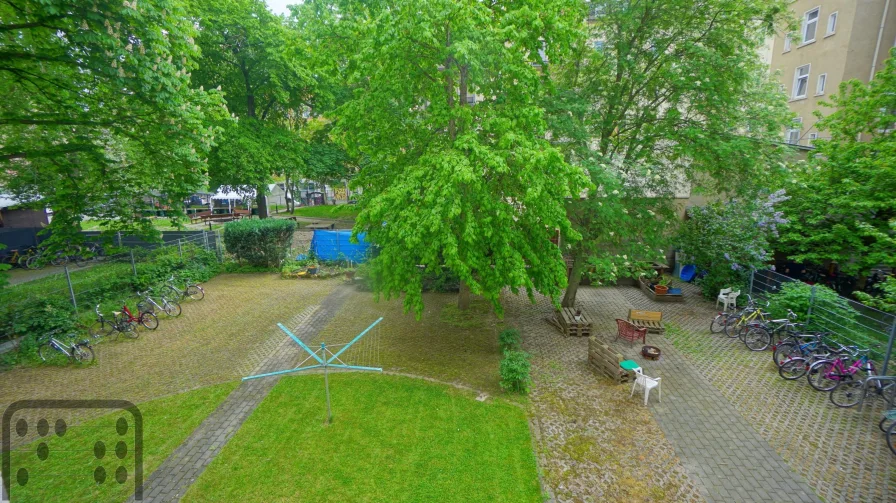 Blick aus dem Fenster in den Garten