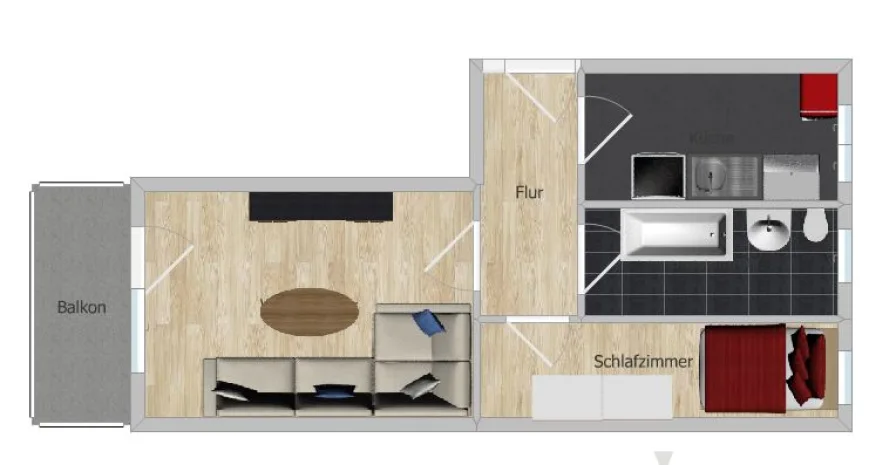 2 Zimmer-Wohnung - ausgestattet