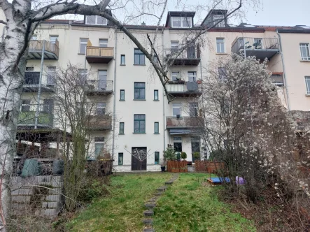 Rückansicht - Wohnung kaufen in Leipzig - Spitzenlage + vermietete Kapitalanlage mit Südbalkon