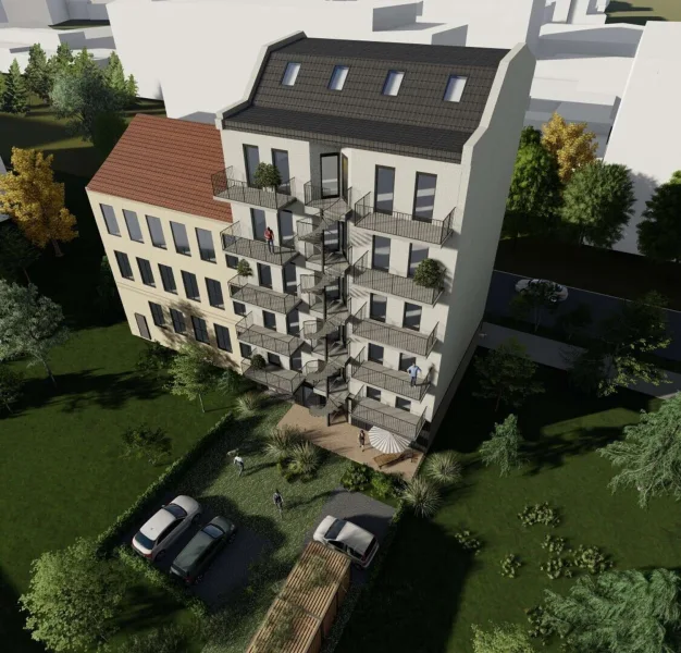 Visualisierung Gebäudeansicht - Wohnung kaufen in Leipzig - MODERN & ENERGIEEFFIZIENT // Luxuriöse Erdgeschosswohnung mit Wohlfühlcharakter // inkl. Terrasse