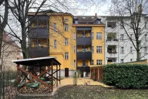 Leipzig - Stötteritz | Gartenseite mit Balkonen