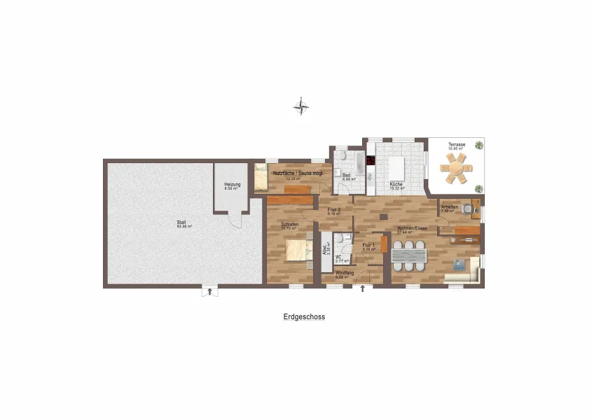 Colditz | Vierseitenhof | Haus 3 | Erdgeschoss | Einliegerwohnung