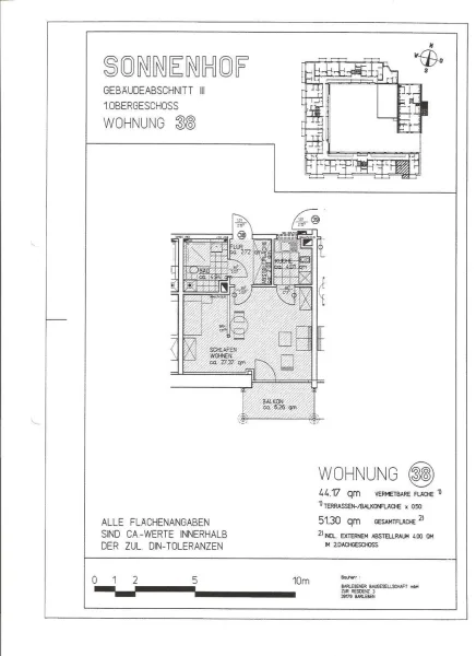 Wohnungsgrundriß - Wohnung kaufen in Barleben - Renditeobjekt- Altersgerechtes 1-R.-Appartment im „Sonnenhof“ in Barleben bei Magdeburg 