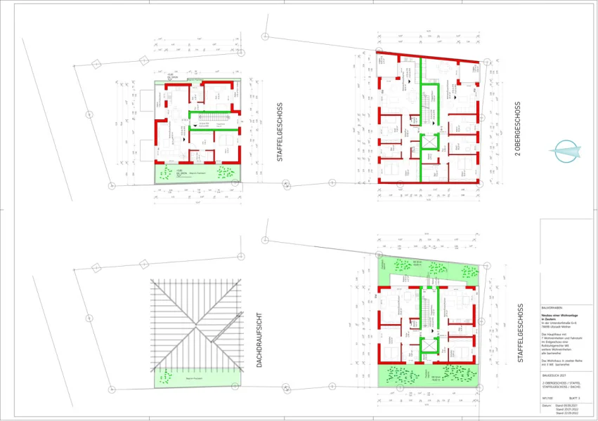 Grundriss Staffelgeschoss und 2. Obergeschoss