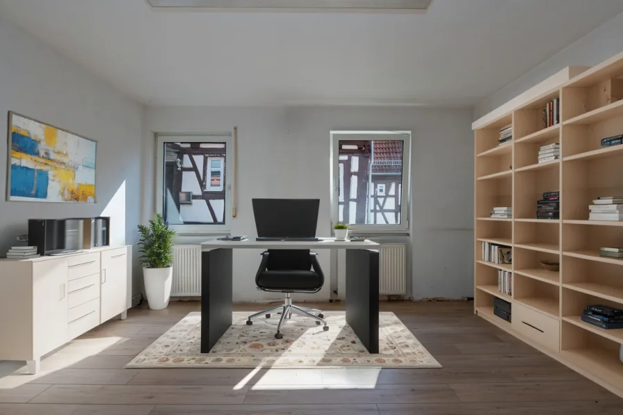 virtual Staging offenes Büro hinterer Bereich