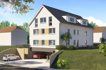 Straßenansicht - Wohnung kaufen in Sinsheim - GLOBAL INVEST SINSHEIM | Exclusive 4-Zimmer-Maisonette-Wohnung Neubau in Sinsheim