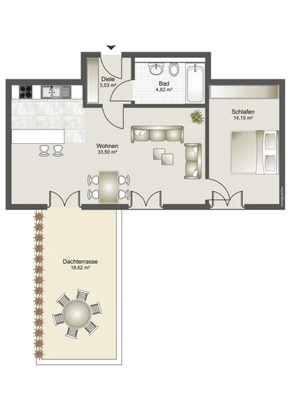 Wohnung 2 - Wohnung kaufen in München / Perlach - Neubau Erstbezug!Top Zweizimmer Wohnung in zentraler Lage.Seniorengerecht!