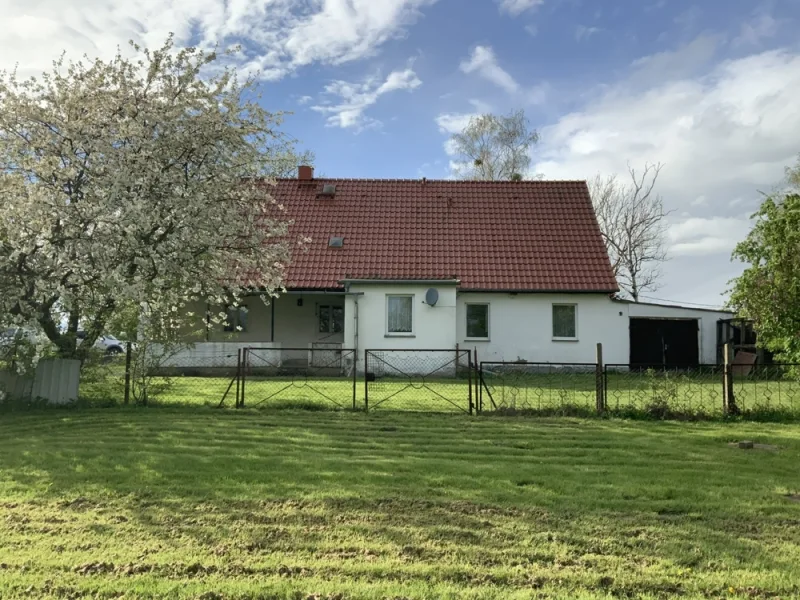 Hausansicht vom Garten zum Haus - Haus kaufen in Groß Miltzow / Badresch - Wohnen und Leben im Einklang mit der Natur
