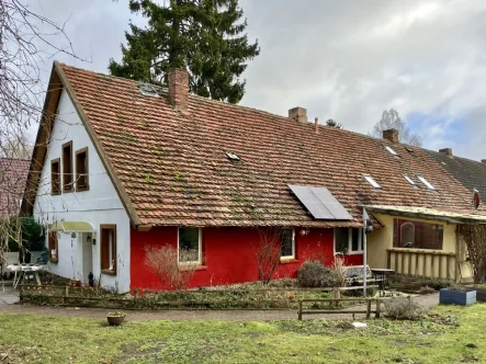 Hausansicht vom Grundstück - Haus kaufen in Vollrathsruhe / Klein Luckow - Reizende Doppelhaushälfte in naturnaher Lage