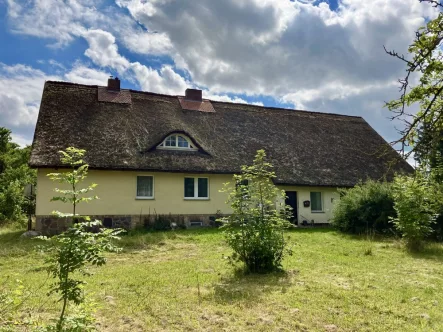 Hausansicht - Haus kaufen in Grabowhöfe - Reetgedecktes Landhaus sucht Naturliebhaber