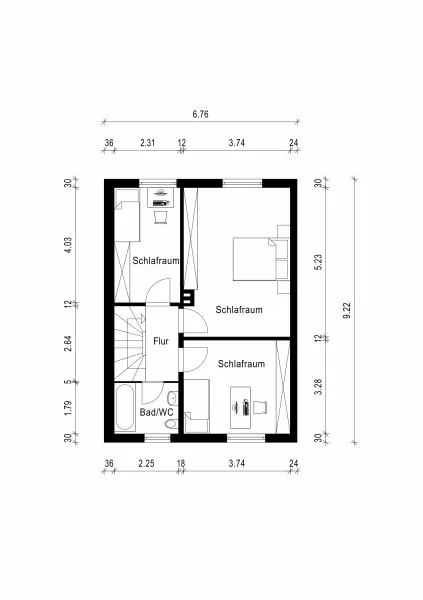 Grundriss obere Etage