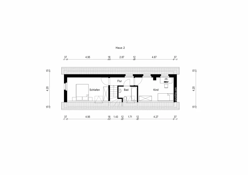 Grundriss obere Etage Haus 2