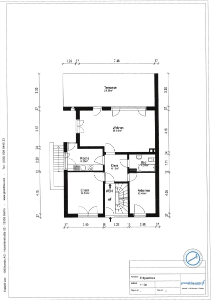 Grundriss Erdgeschoss - Haus kaufen in Neuss - Gepflegtes Zweifamilienhaus in beliebter Wohnlage