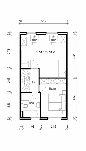 Grundriss obere Etage