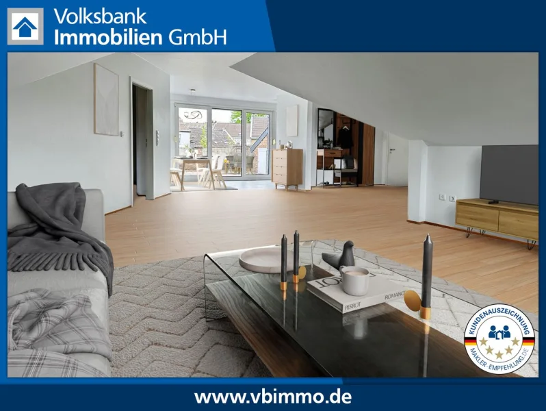 Wohnbereich Visualisierung - Wohnung kaufen in Viersen - Schöne Dachgeschoss-Eigentumswohnung in Viersen Dülken - Nur 29 Stufen zu Ihrem Wohnglück.