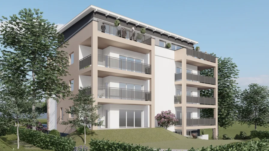 3D Hausansicht Gartenseite - Wohnung kaufen in Dornburg - ANLEGEN IN PRESTIGELAGE - ZUSCHUSS IN HÖHE VON 24 T€ GARANTIERT!NEUBAUPROJEKT!3 Zimmer