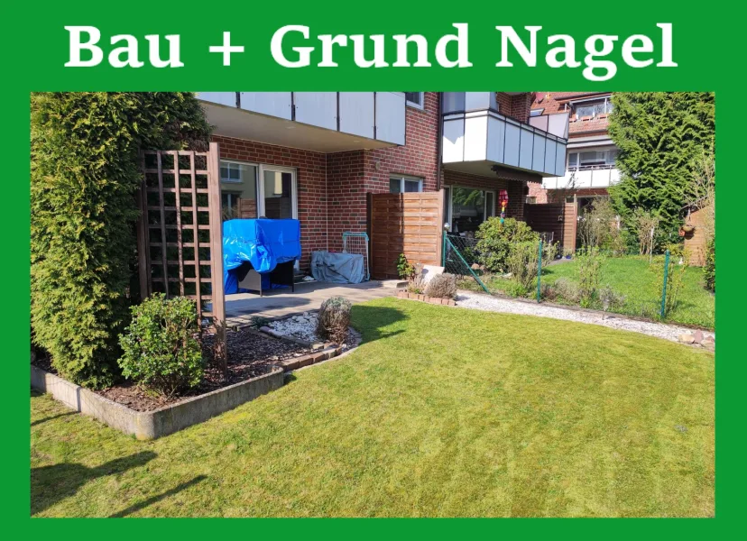 0-2391-Garten - Wohnung mieten in Steinhagen - Erdgeschosswohnung mit Terrasse, eigenem Garten, Garage etc. in zentraler ruhiger Lage. Einbauküche möglich!