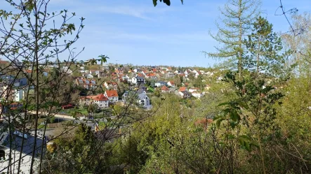 Blick auf Höchberg - Grundstück kaufen in Höchberg - Würzburg/Höchberg  Attraktives Grundstück für freistehendes 1-2-Familienhaus mit Weitsicht!