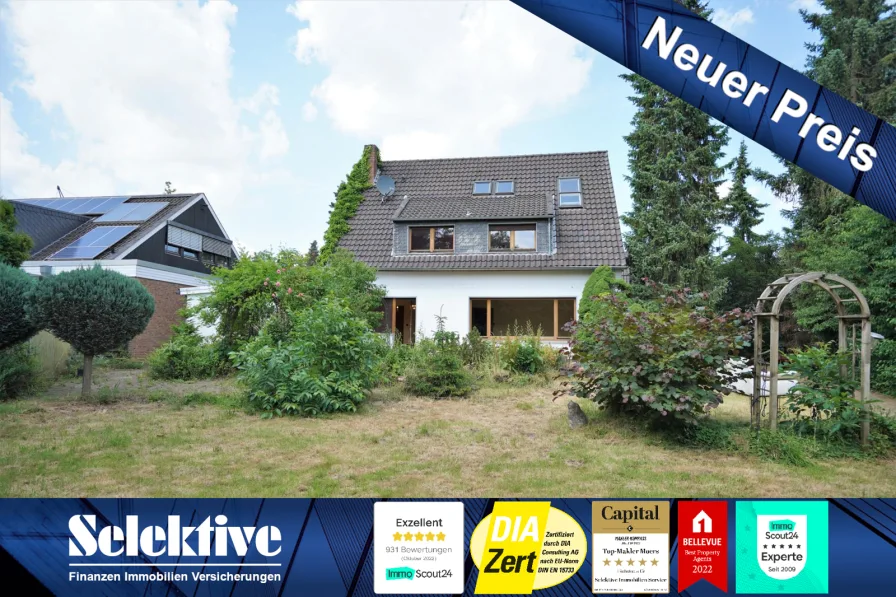 Titelbild - Haus kaufen in Moers - Freistehendes Einfamilienhaus mit überwältigendem Grundstück & Garage in Top-Lage von Moers-Hülsdonk