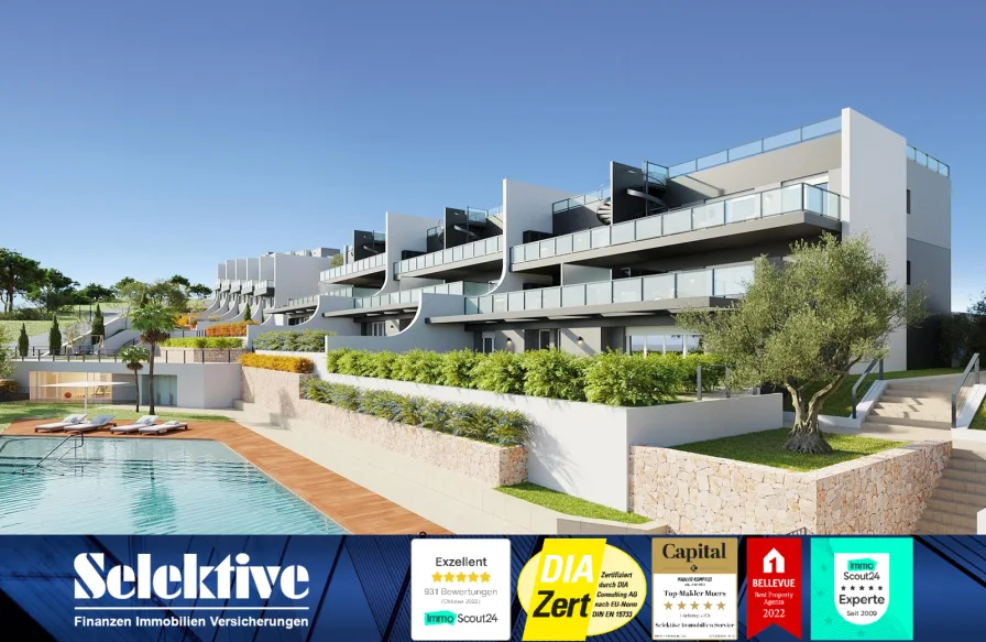 Titelbild - Wohnung kaufen in Finestrat - Wunderschöne Wohnanlage an der Costa Blanca mit modernen 2/3-SZ-Apartments inkl. Pool & Garten