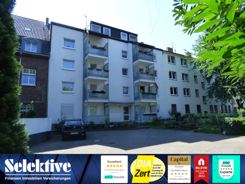 Titelbild - Wohnung mieten in Moers - schöne 50m² Wohnung mit Balkon in ruhiger und zentraler Lage in Moers -WBS benötigt -renoviert