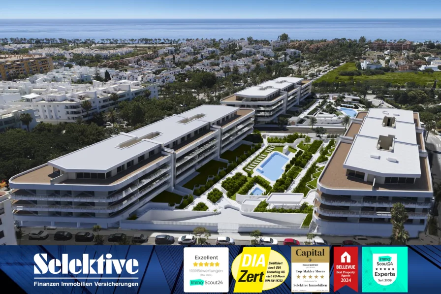 Titelbild - Wohnung kaufen in Marbella - Stilvolle 3-4 Schlafz.-Wohnungen mit Meerblick, Pool & Tiefg.-Stellplatz nahe Puerto de Banús