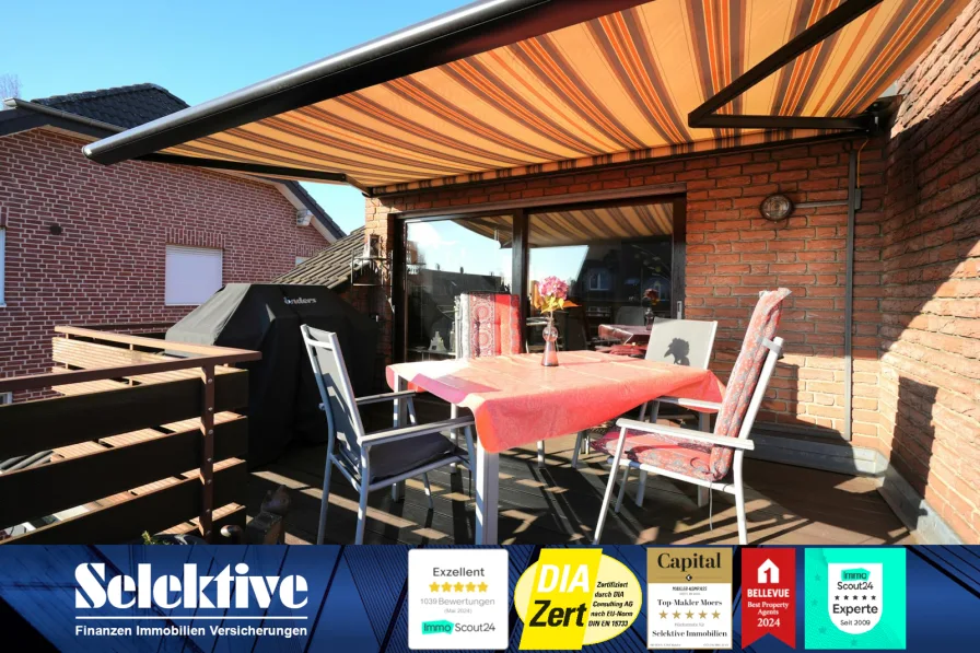 Titelbild - Wohnung kaufen in Duisburg - Mit sonniger Dachterrasse! 3,5 Zimmer Maisonette Wohnung mit Garage in Duisburg-Trompet