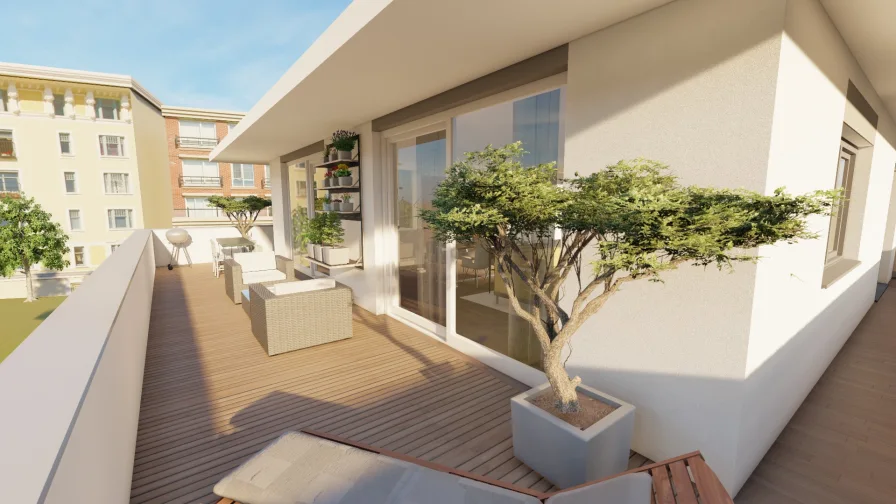 Dachterrasse (visualisiert) - Wohnung kaufen in Eitorf - Neubau: 150 m²-Penthouse-Traum in bester Citylage