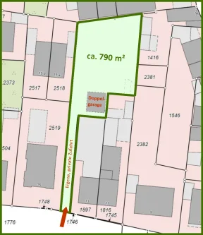 Auszug Katasterplan - Grundstück kaufen in Sankt Augustin - Menden: ca. 790 m² Baugrundstück mit großer Doppelgarage in Ruhiglage