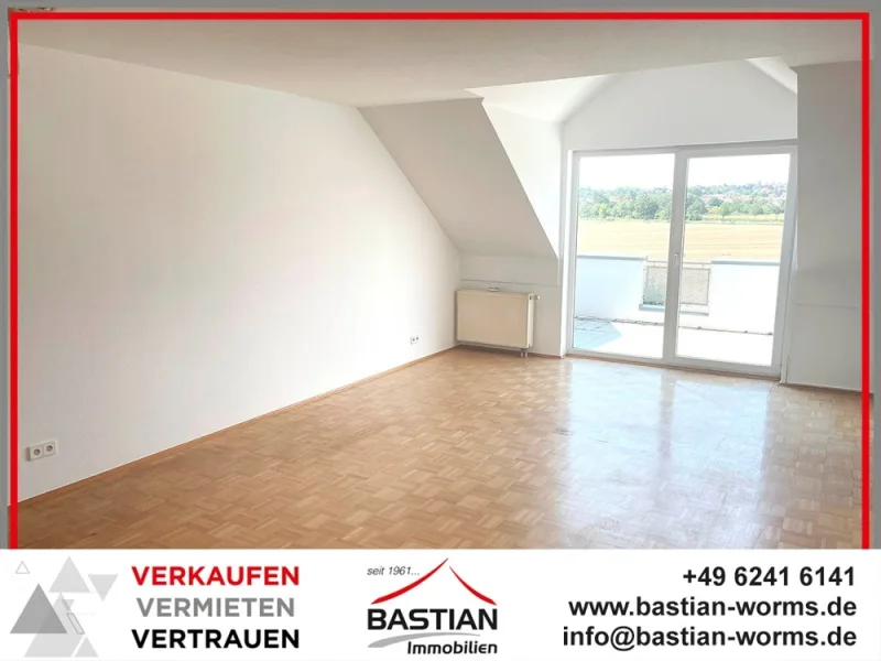 Headfoto 2216 - Wohnung kaufen in Worms - Alles Aussichtssache! 3Zi.-DG-Maisonette, bezugsfrei, XL-Balkon, Duplex-Stpl., „In den Lüssen“!