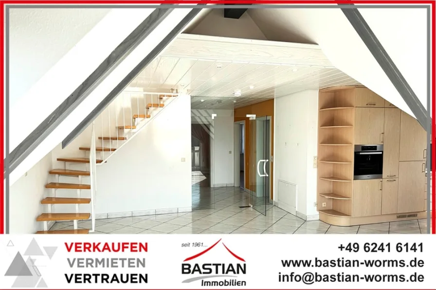 Headfoto - Wohnung kaufen in Worms / Leiselheim - Maisonette meets Dachgeschoss: 4 ½ Zimmer - 120 m² Wfl. - Balk. - off. Grundriss - TG! Leiselheim!